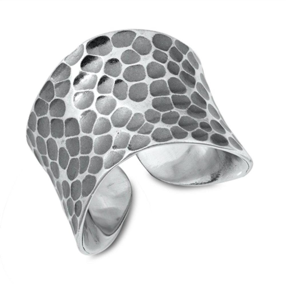 Sterling Silver Hammered Ring 15 mm 925 Fashion